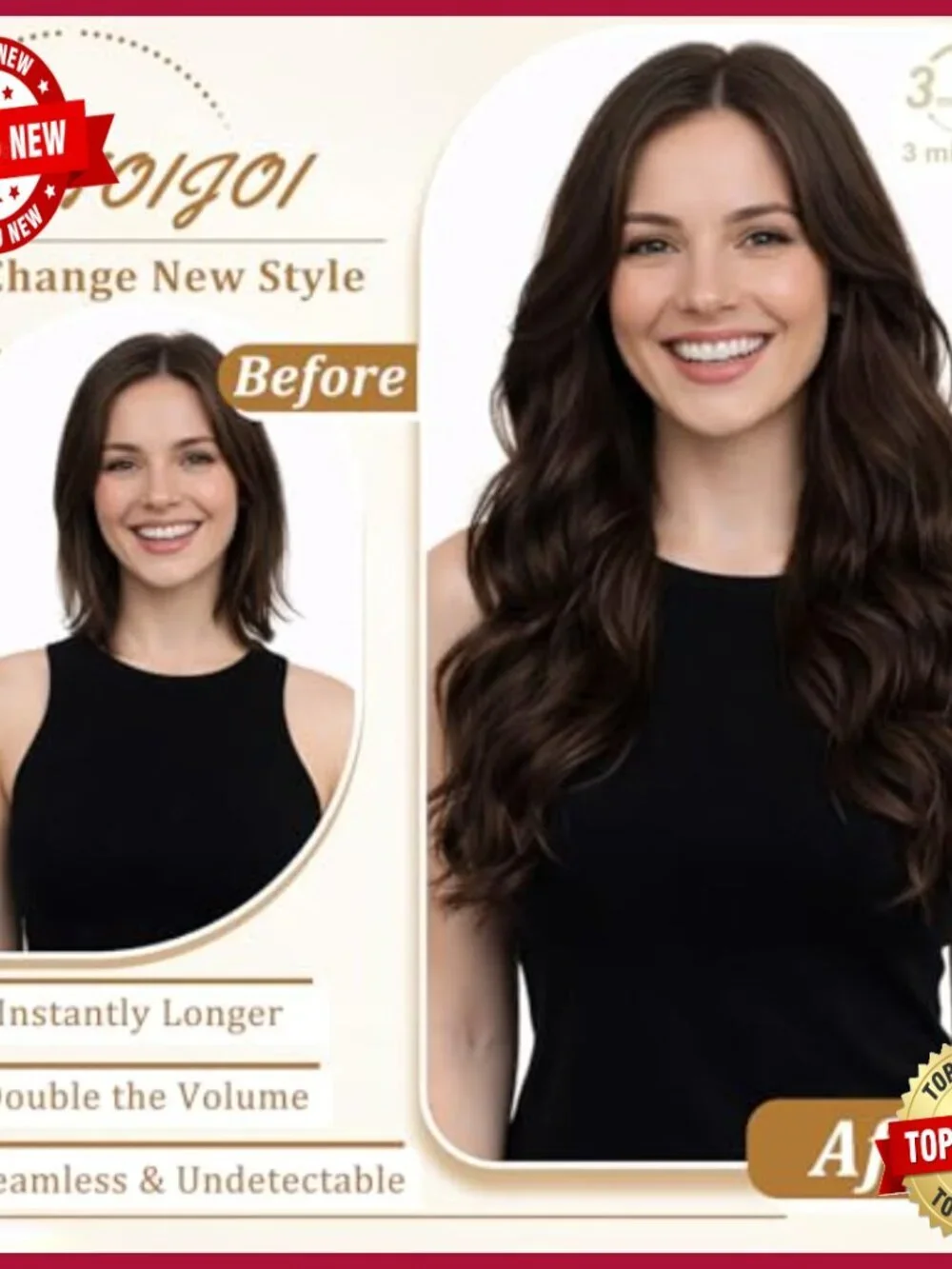 18 Inch Clip In Human Hair Extensions 8 Piece Set Straight Double Weft